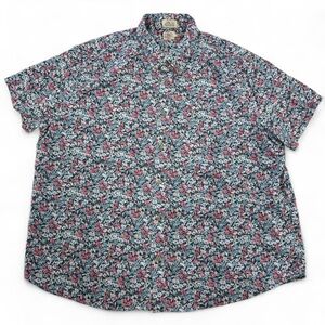 Faherty Button Up Shirt Mens Size 3X Linen Blend Floral Blue Pink Breeze Shirt